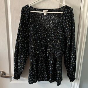 Ava & Viv Black Floral Blouse